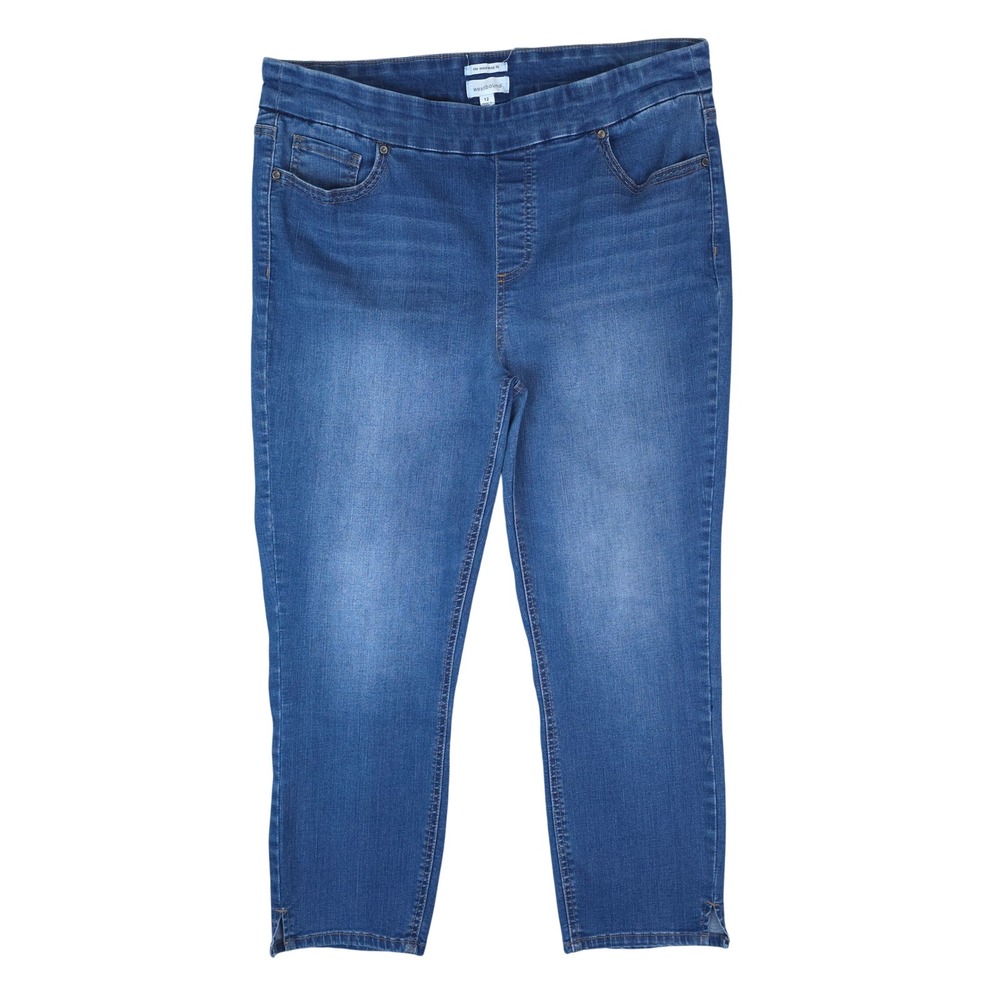 Westbound The High Rise Fit Jeans Women 12 Blue Pull On Crop Stretch Side Slit